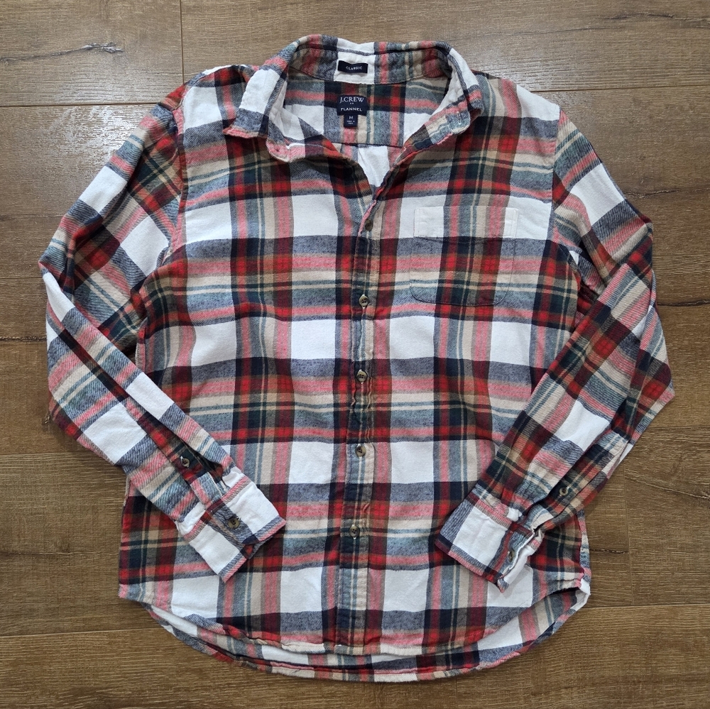 J.Crew Factory Men Plaid Classic Regular Flannel Shirt M Cabincore Multi Preppy